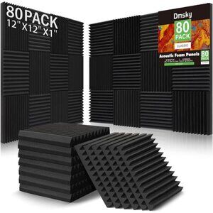 New 80 Pack Acoustic Foam Panels,1"X 12" X 12"Sound Proof Foam Panels,High Densi